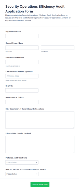Security Operations Efficiency Audit Application Form Template