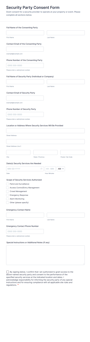 Security Party Consent Form Template