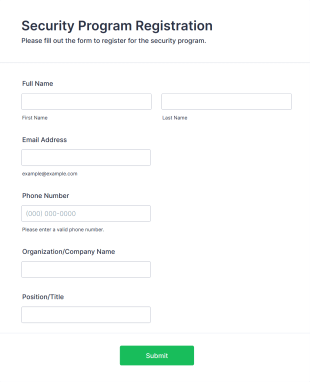 Security Program Registration Form Template