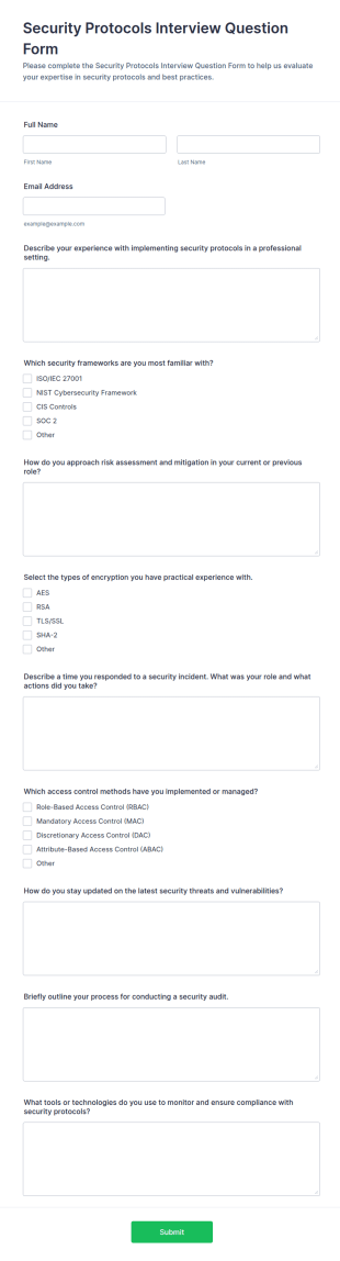 Security Protocols Interview Question Form Template