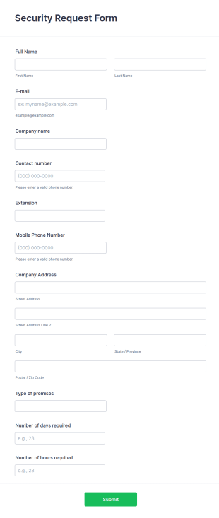 Security Request Form Template