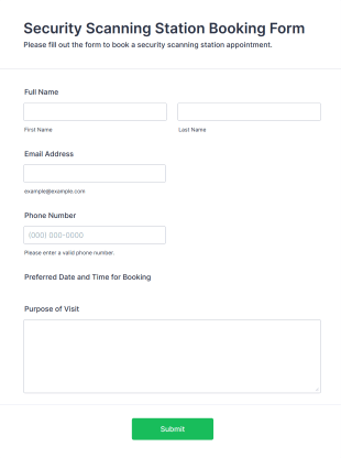 Security Scanning Station Booking Form Template