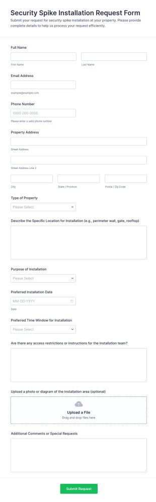 Security Spike Installation Request Form Template