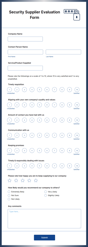 Security Supplier Evaluation Form Template