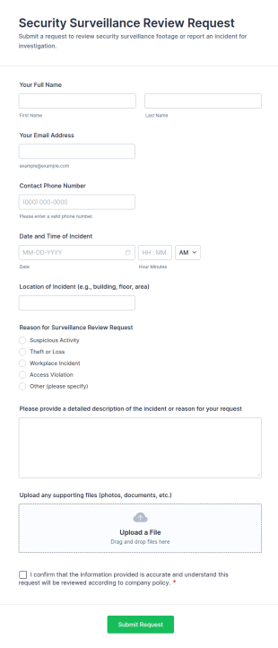 Security Surveillance Review Request Form Template