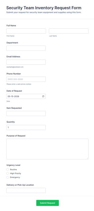 Security Team Inventory Request Form Template