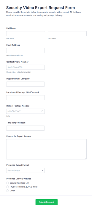 Security Video Export Request Form Template