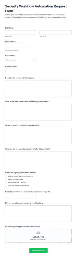 Security Workflow Automation Request Form Template