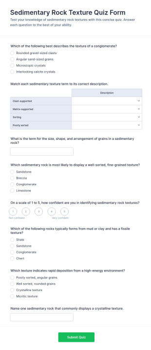 Sedimentary Rock Texture Quiz Form Template