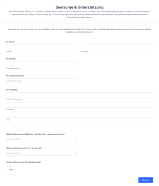 Seelsorge Und Unterstützung Form Template
