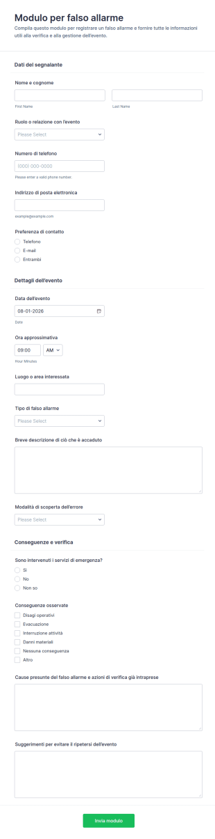 Segnalazione Di Falso Allarme