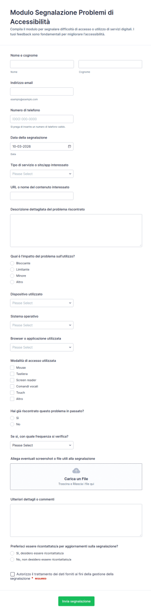 Segnalazione Di Un Problema Di Accessibilità