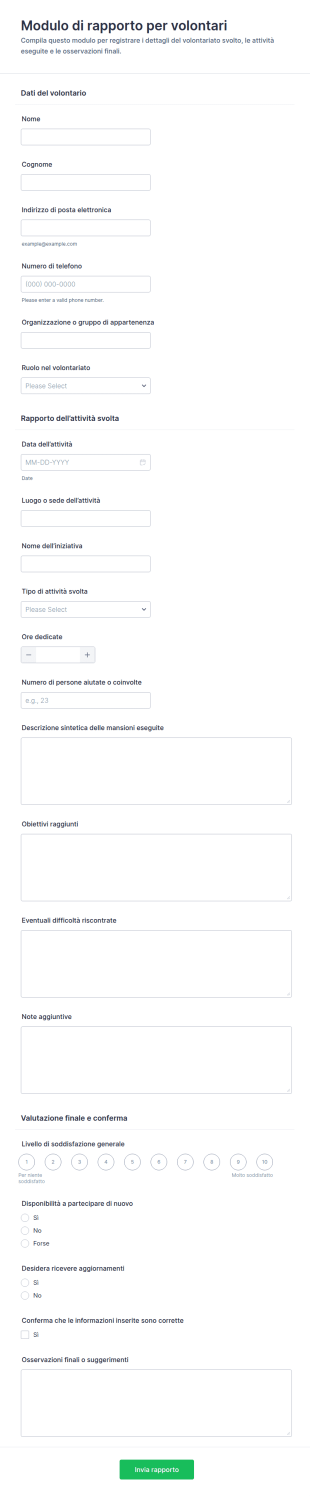 Segnalazione Volontariato Modulo