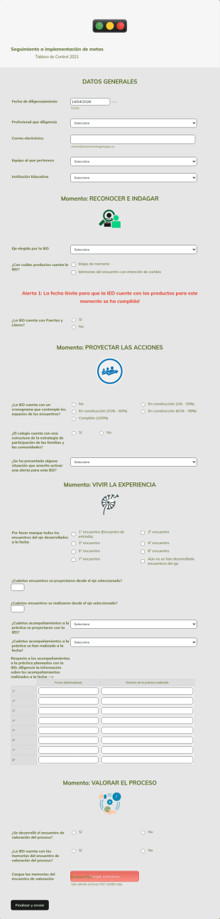 Seguimiento A Implementación De Metas