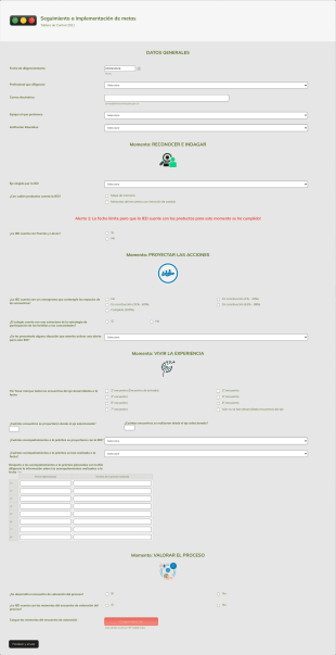 Seguimiento A Implementación De Metas Form Template
