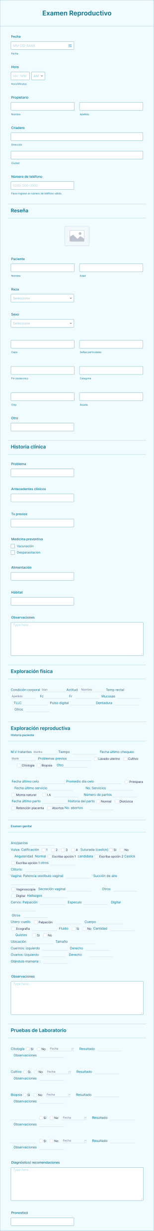 Seguimiento Reproductivo Yeguas Form Template