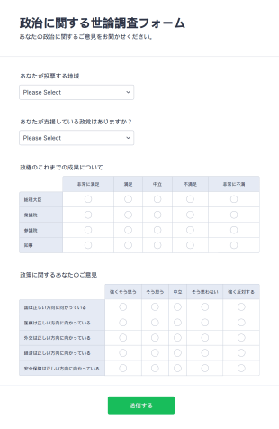 政治に関する世論調査フォーム Form Template