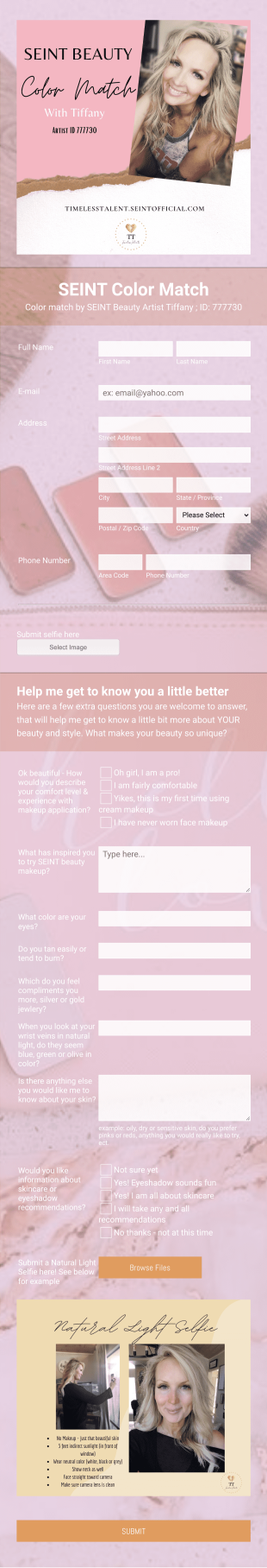 SEINT Beauty Color Match With Tiffany Form Template