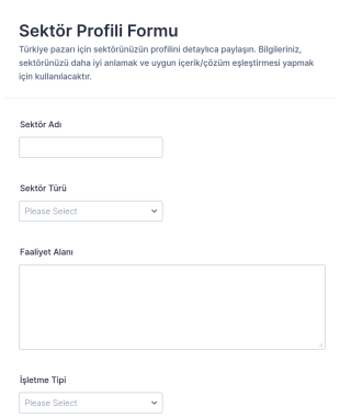 Sektör Profili Anketi Form Şablonu