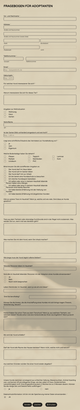 Selbstauskunft Hundeadoption