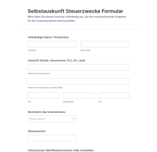 Selbstauskunft Steuerzwecke Formular