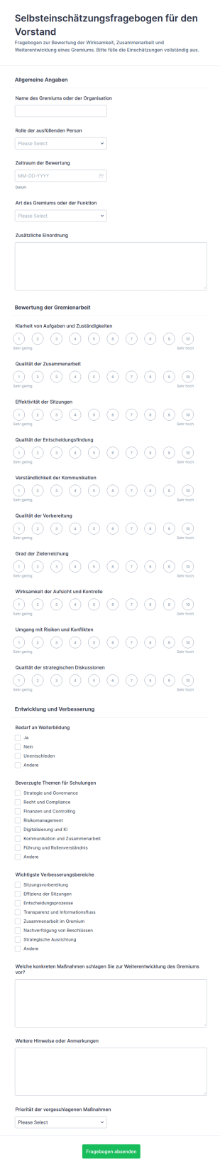 Selbstbewertung Für Den Vorstand Survey