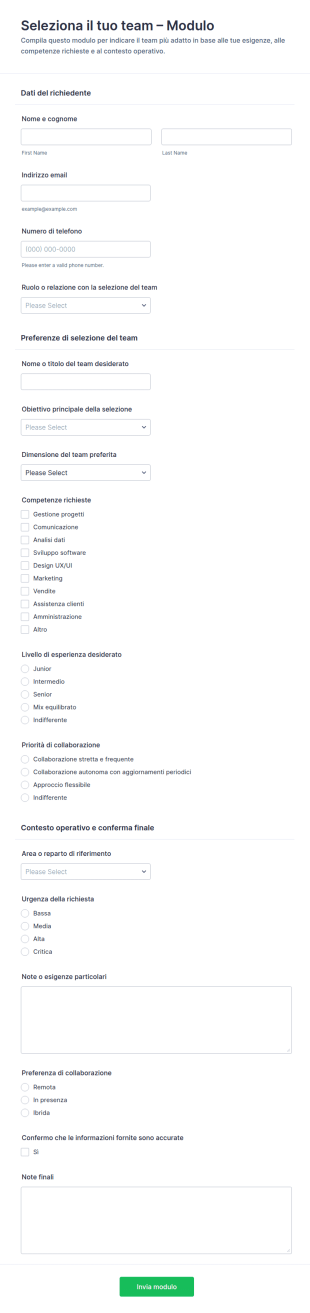 Selezione Del Team Survey