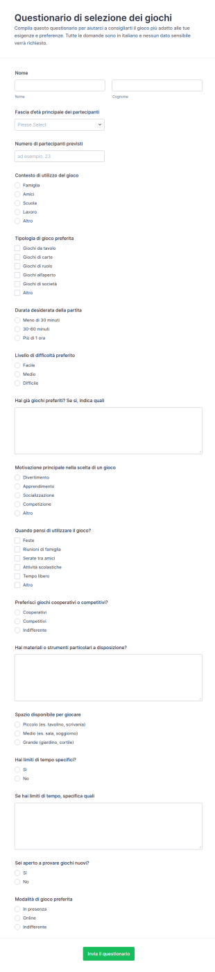Selezione Giochi Survey