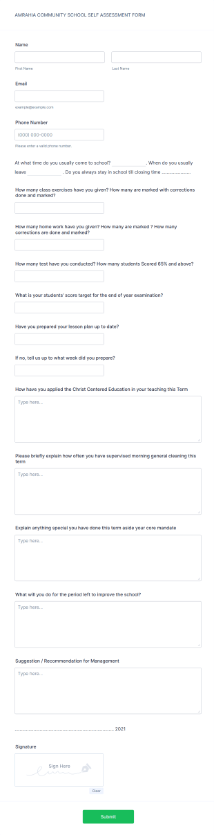 Self Appraisal Form Template