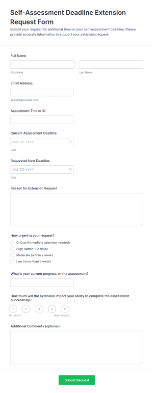 Self Assessment Deadline Extension Request Form Template
