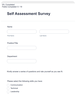 Self Assessment Survey Form Template