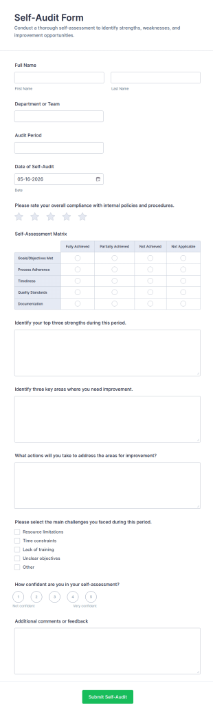 Self Audit Form Template