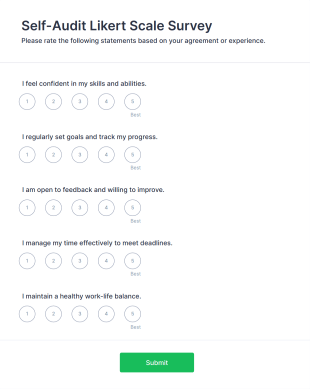 Self Audit Likert Scale Survey Form Template