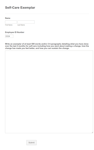 Self Care Exemplar Form Template