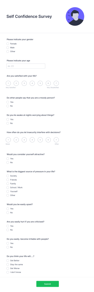 Self Confidence Survey Form Template