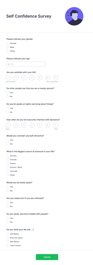 Self Confidence Survey Form Template