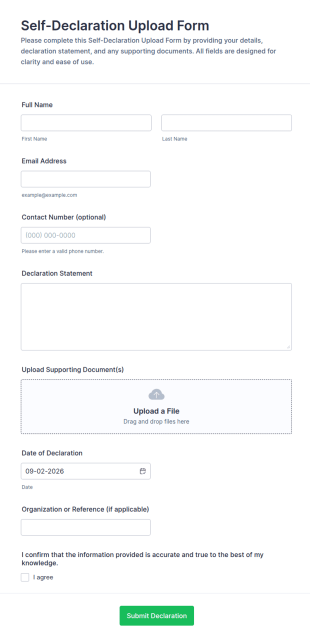 Self Declaration Upload Form Template
