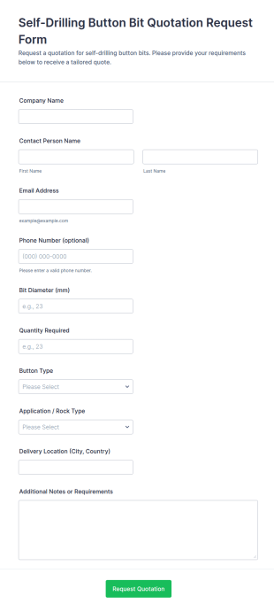 Self Drilling Button Bit Quotation Request Form Template