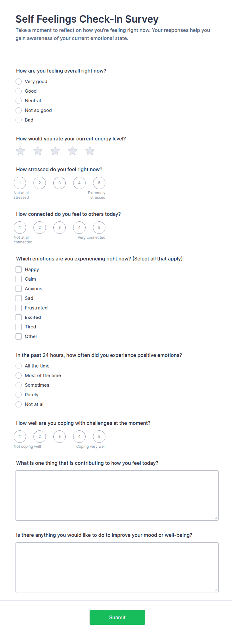 Self Feelings Check-In Survey Form Template | Jotform