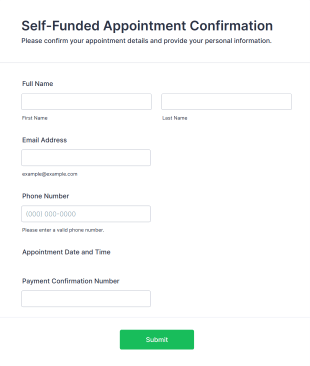Self Funded Appointment Confirmation Form Template