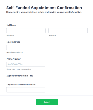 Self Funded Appointment Confirmation Form Template