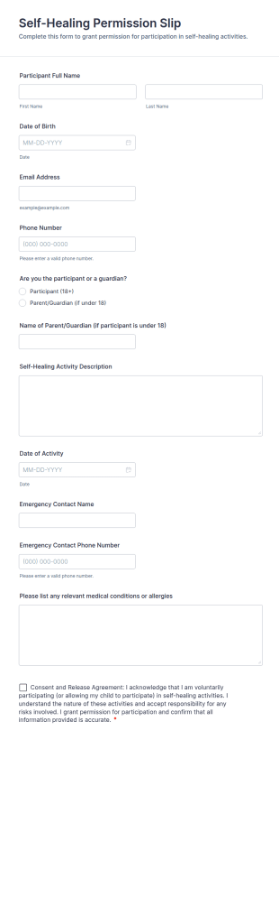 Self Healing Permission Slip Form Template