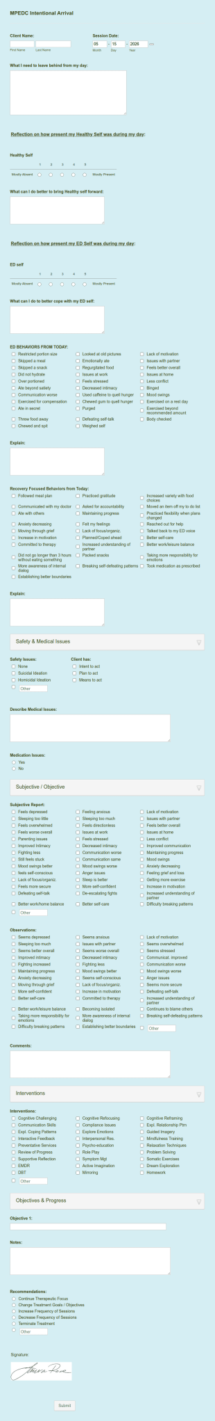 Self Health Assessment Form Template