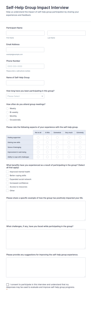 Self Help Group Impact Interview Form Template