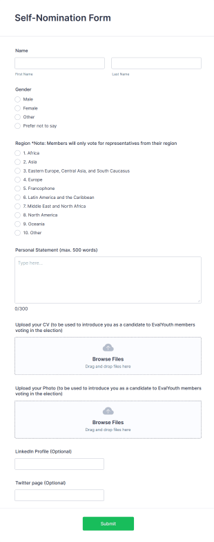 Self Nomination Form Template