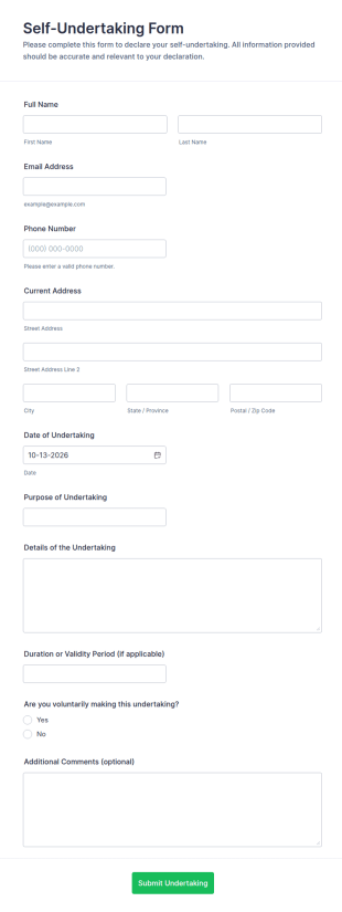 Self Undertaking Form Template