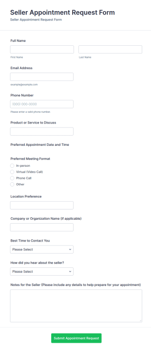 Seller Appointment Request Form Template