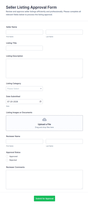 Seller Listing Approval Form Template