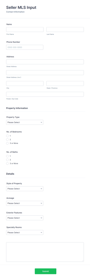 Real Estate Listing Form Template
