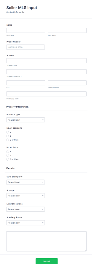 Real Estate Listing Form Template